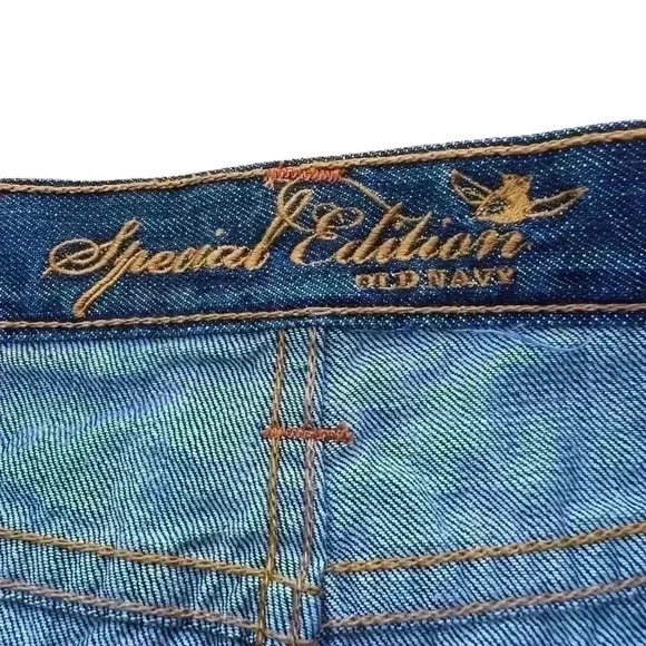 OLD NAVY SPECIAL EDITION DENIM SKIRT•SIZE 4•DARK WASH LEATHER TRIM 5 POCKETS• - Picture 6 of 8